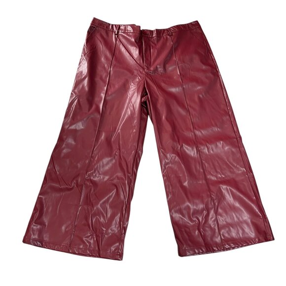 Cider Curve Red Vegan Leather Pants • Women’s 4XL • Wide Leg‎ High Rise • NWT - Picture 3 of 7